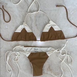 ✨Mikoh Swim Tan & White Colourblock bikini set🤍